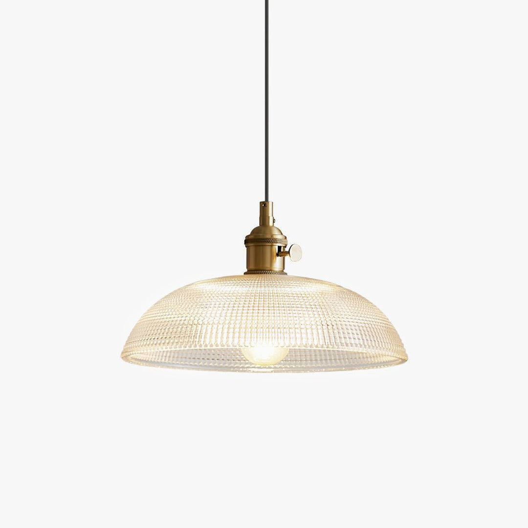 Vintage Plug-In Pendant Light with Ribbed Glass