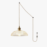 Vintage Plug-In Pendant Light with Ribbed Glass