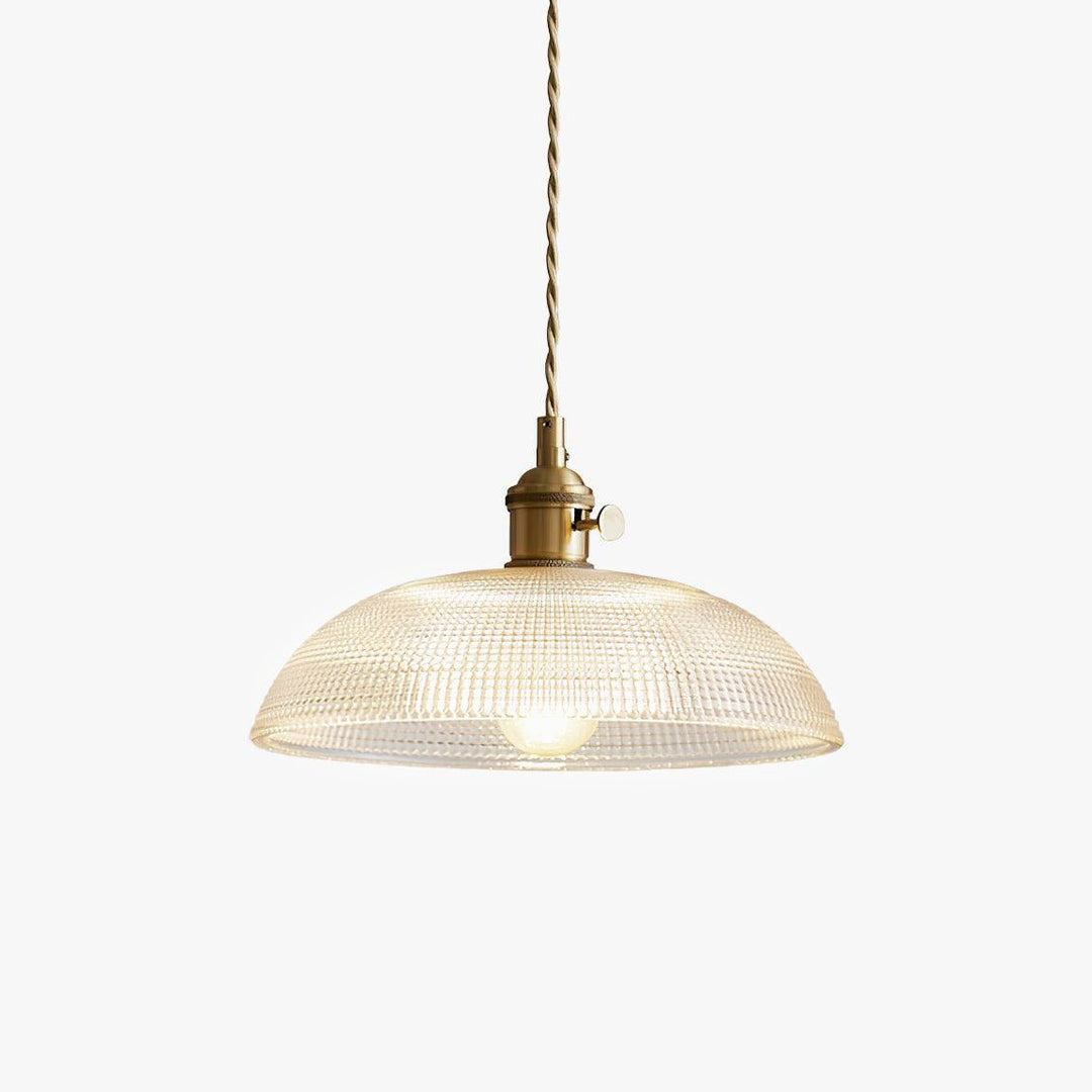 Vintage Plug-In Pendant Light with Ribbed Glass