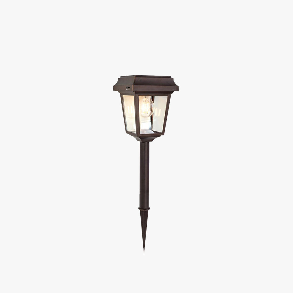 Vintage Solar Outdoor Bollard Light with Metal and Glass Design