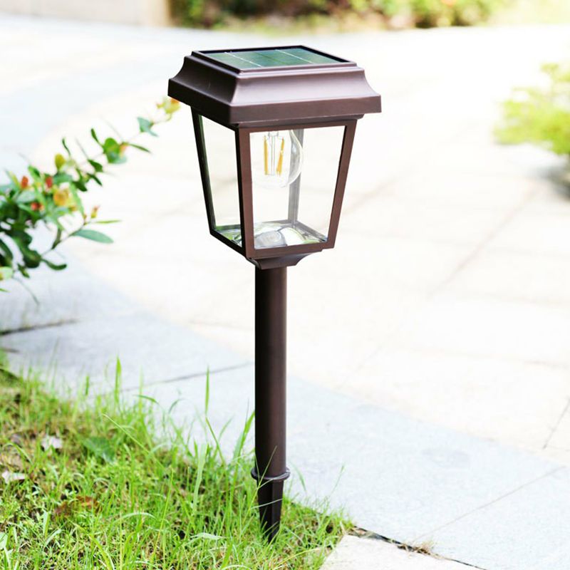 Vintage Solar Outdoor Bollard Light with Metal and Glass Design