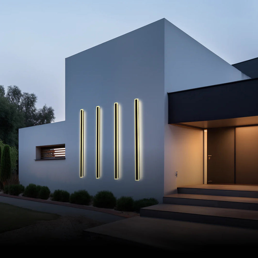 Waterproof Black LED Outdoor Wall Lamp with Modern Linear Design