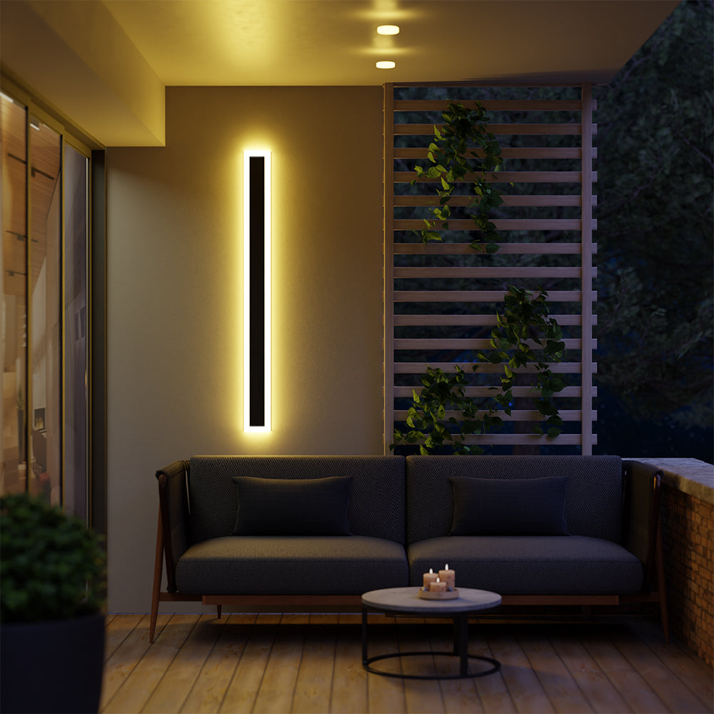 Waterproof Black LED Outdoor Wall Lamp with Modern Linear Design