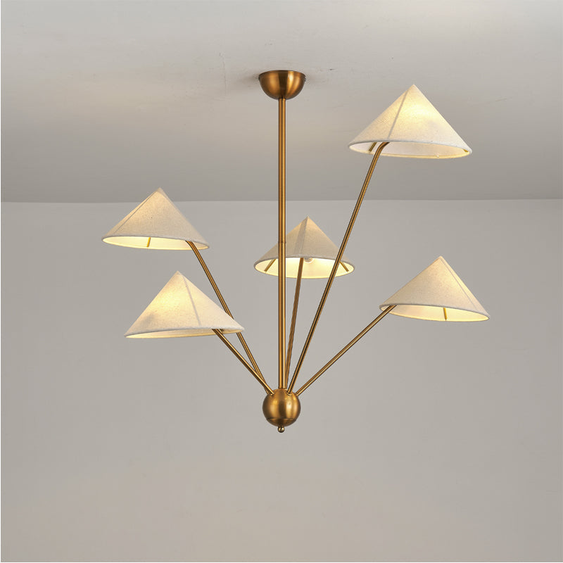5-Light Brass Chandelier for Mid-Century Homes