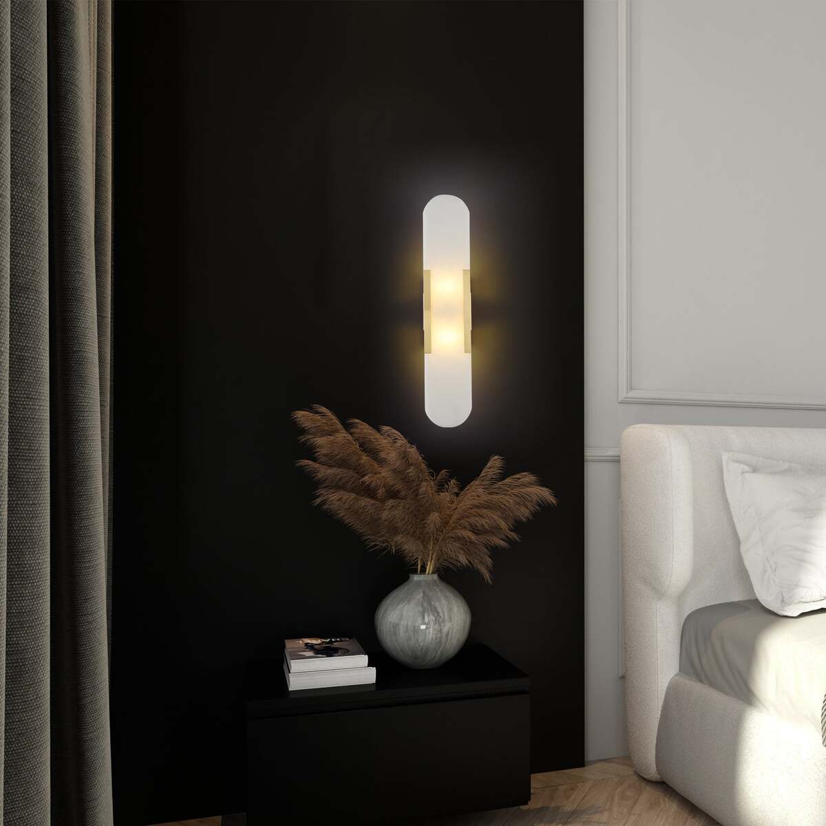 Alabaster & Marble Wall Lamp – Modern Design & Brass Accents