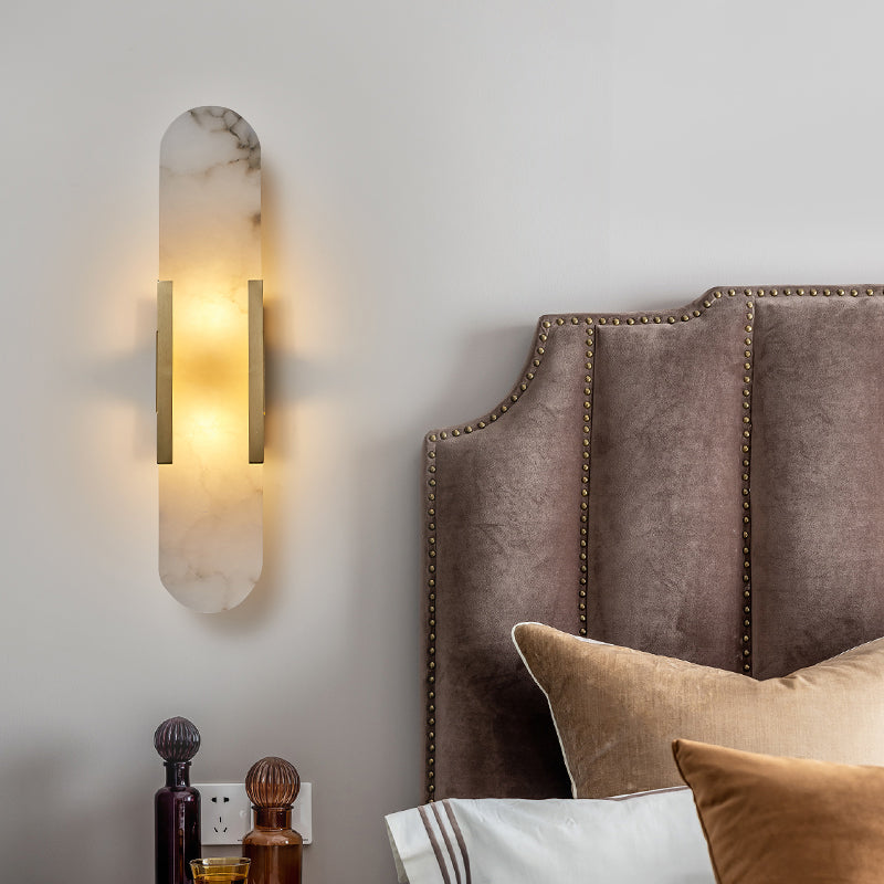 Alabaster & Marble Wall Lamp – Modern Design & Brass Accents