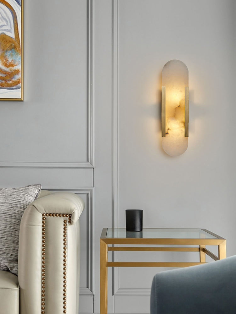 Alabaster & Marble Wall Lamp – Modern Design & Brass Accents