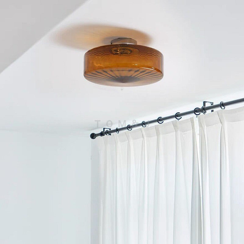 Amber Glass Ceiling Light – French Vintage Style