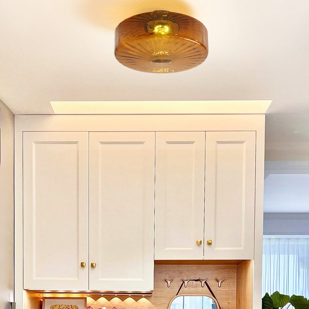 Amber Glass Ceiling Light – French Vintage Style