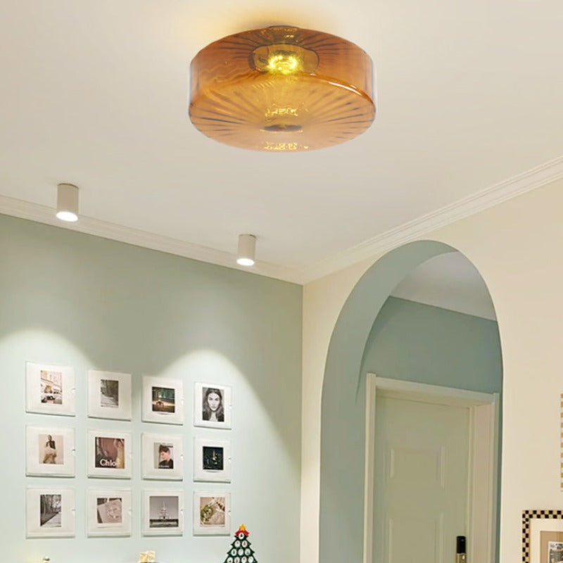 Amber Glass Ceiling Light – French Vintage Style