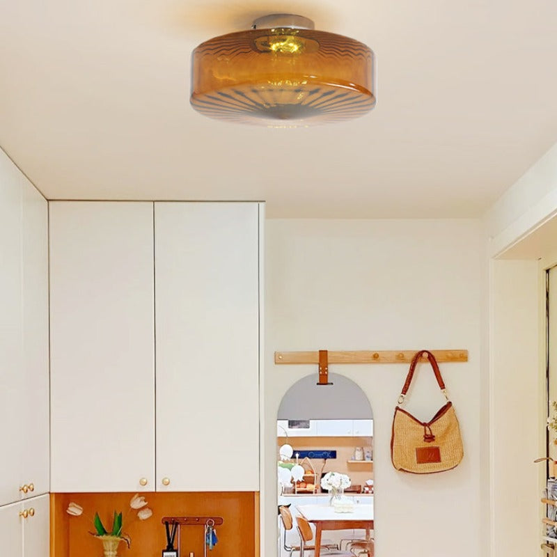 Amber Glass Ceiling Light – French Vintage Style