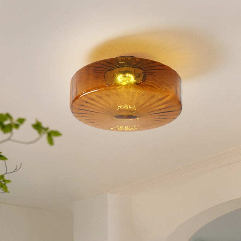 Amber Glass Ceiling Light – French Vintage Style