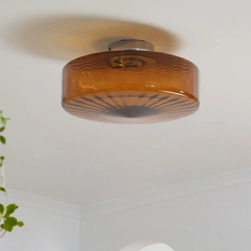 Amber Glass Ceiling Light – French Vintage Style