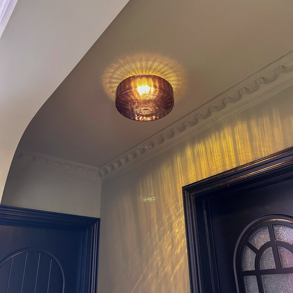 Amber Glass Ceiling Light – French Vintage Style