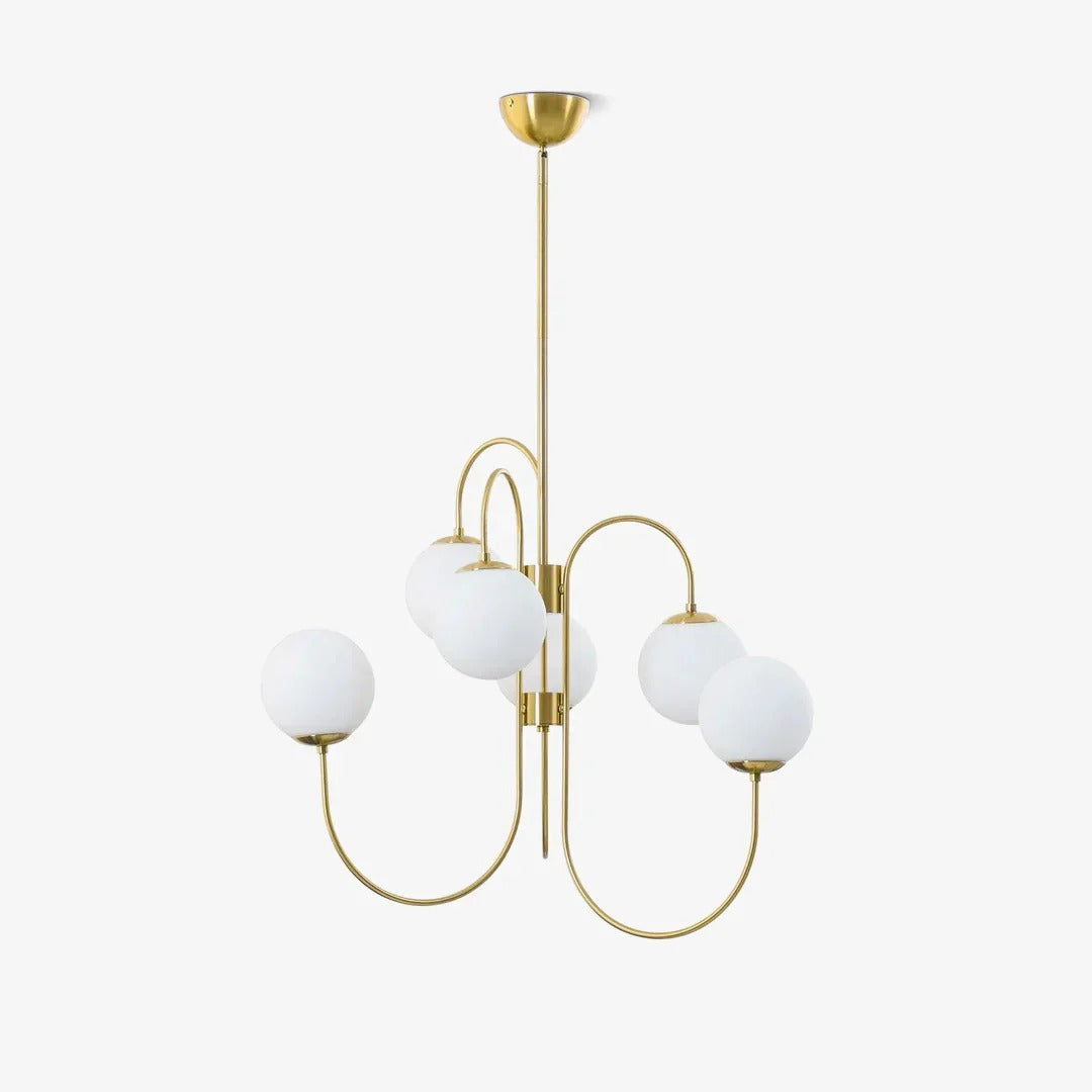 Art Deco Chandelier with Arched Spherical Shades