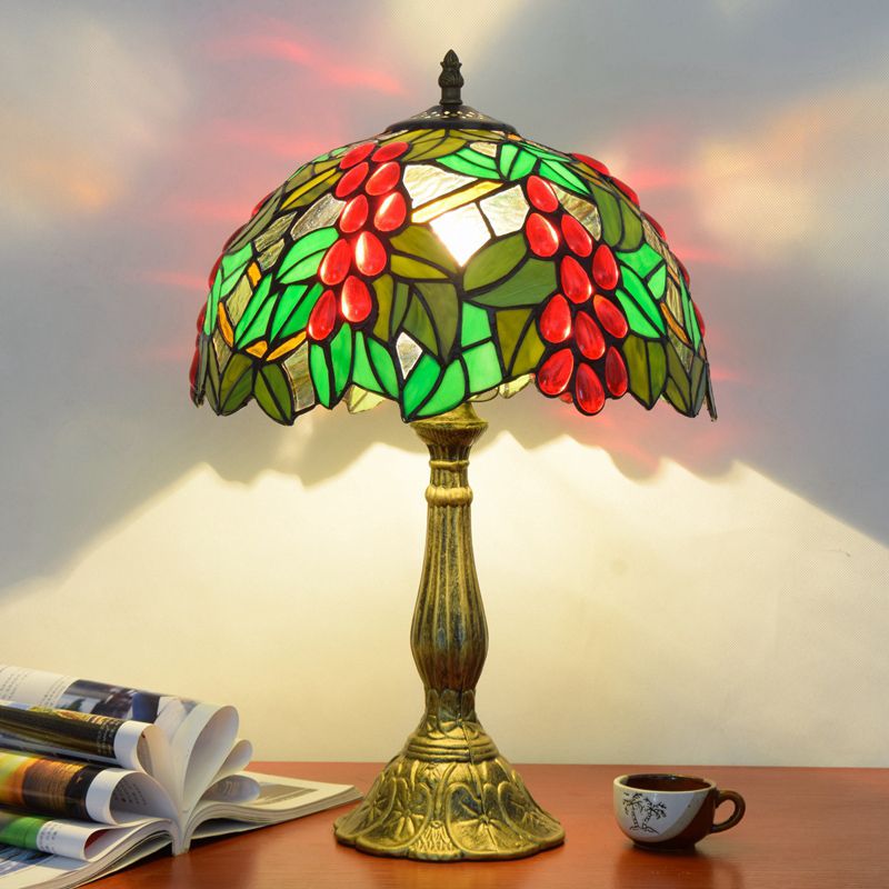 Art Deco Table Lamp - Metal and Glass Dome, Multicolor