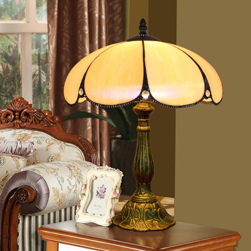 Art Deco Table Lamp - Metal and Glass Dome, Multicolor