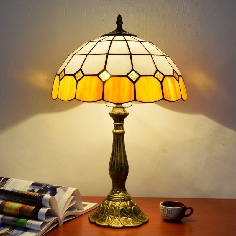 Art Deco Table Lamp - Metal and Glass Dome, Multicolor