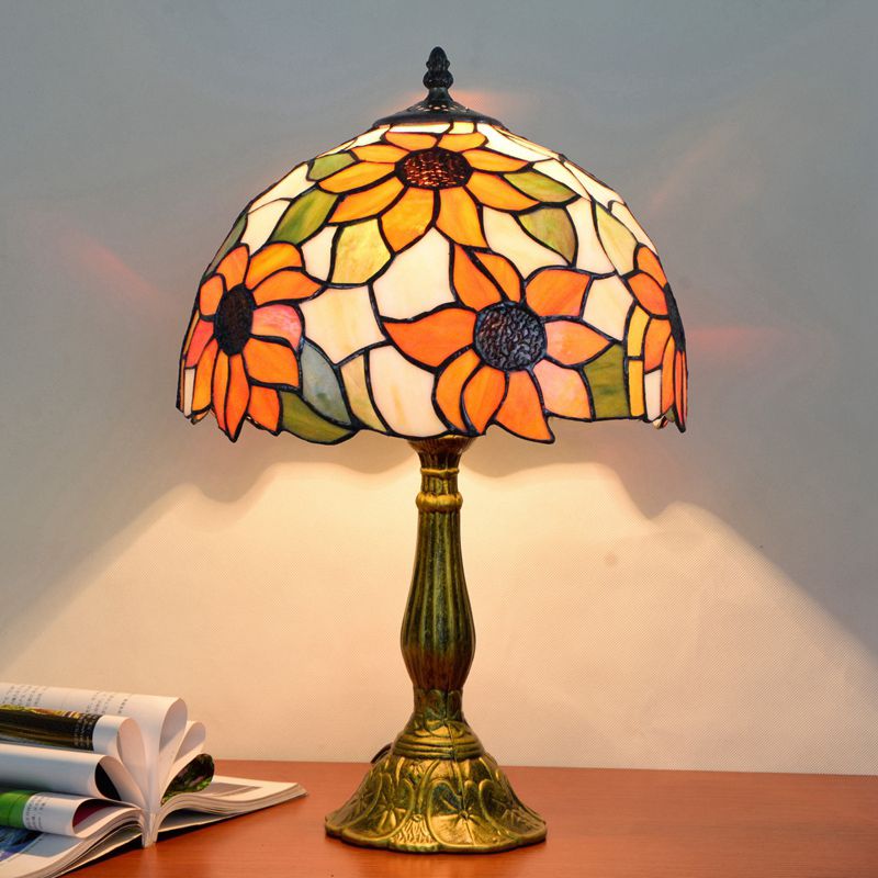 Art Deco Table Lamp - Metal and Glass Dome, Multicolor