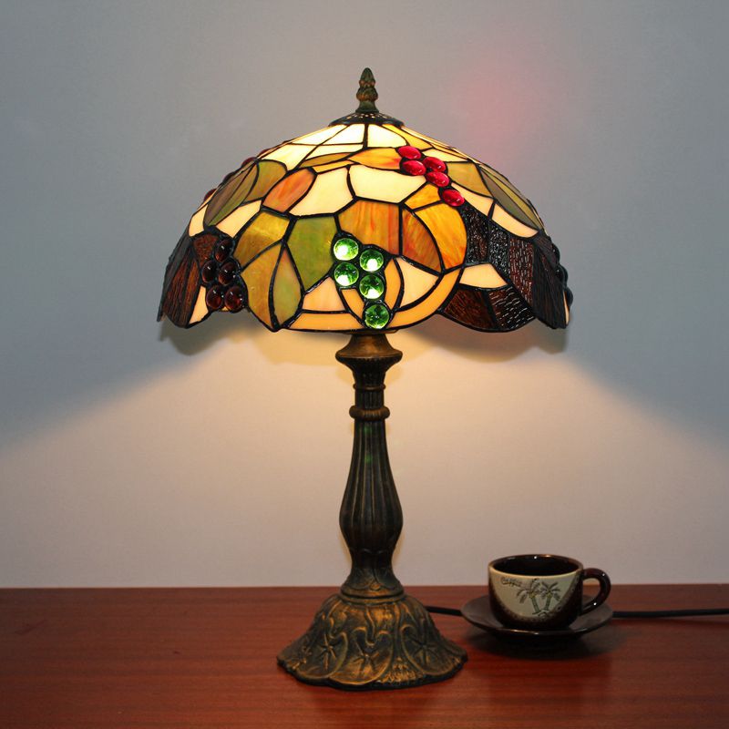 Art Deco Table Lamp - Metal and Glass Dome, Multicolor