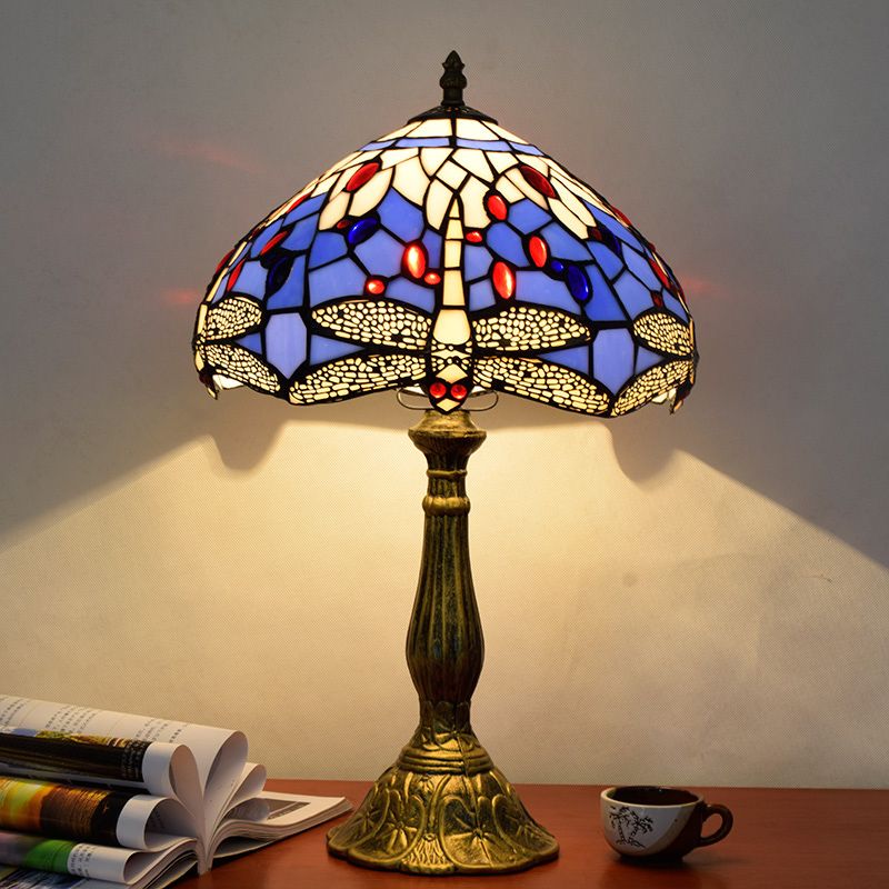 Art Deco Table Lamp - Metal and Glass Dome, Multicolor