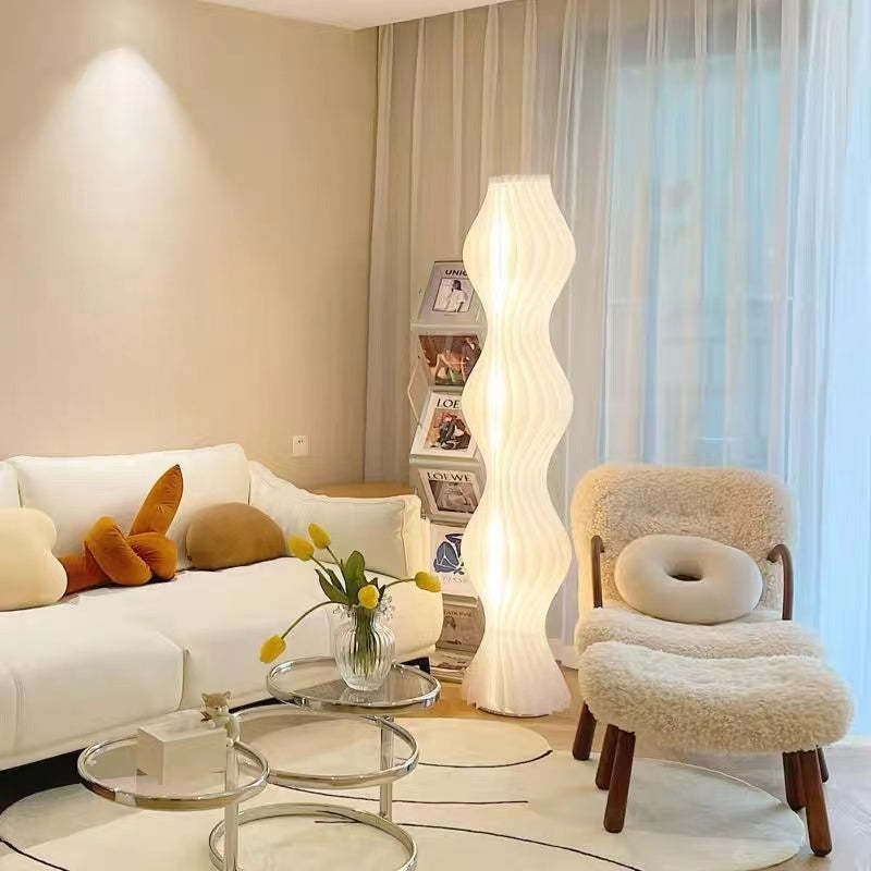 Artistic White Floor Lamp – Sleek Acrylic Pleated Design