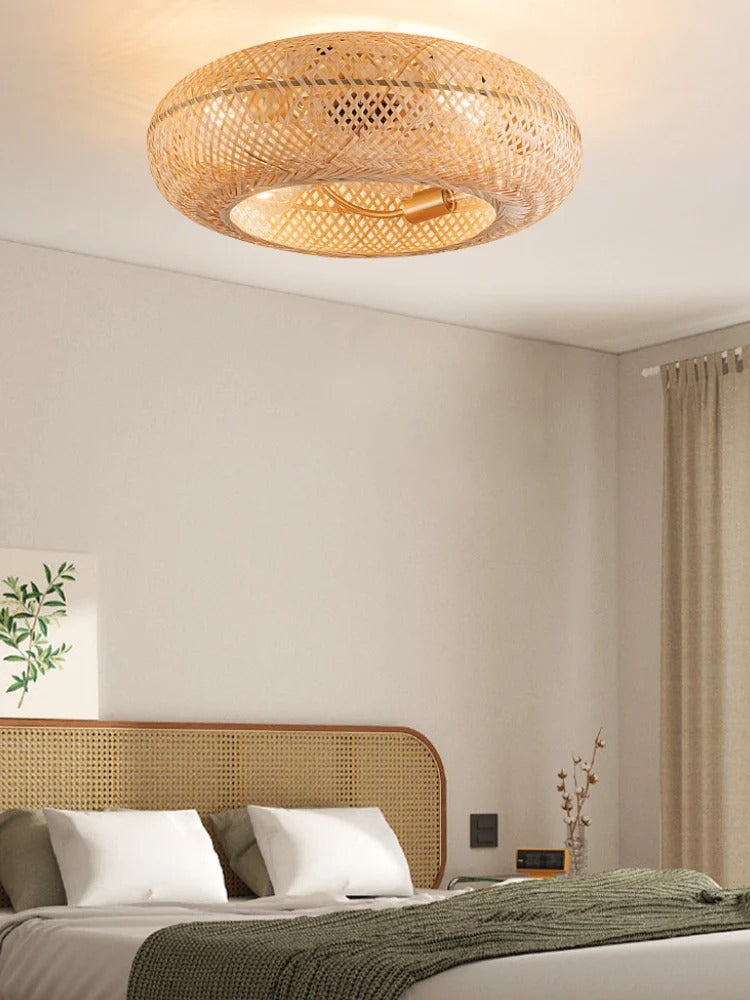 Bamboo Ceiling Fan With Light – Hand-Woven Design