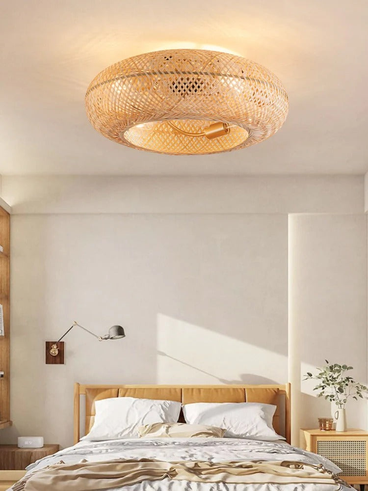 Bamboo Ceiling Fan With Light – Hand-Woven Design