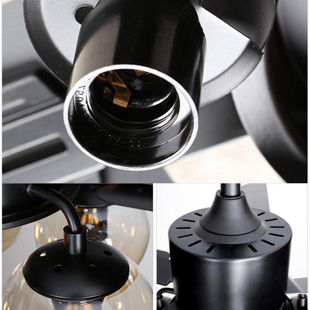 Black Vintage Ceiling Fan with Glass Ball Lights