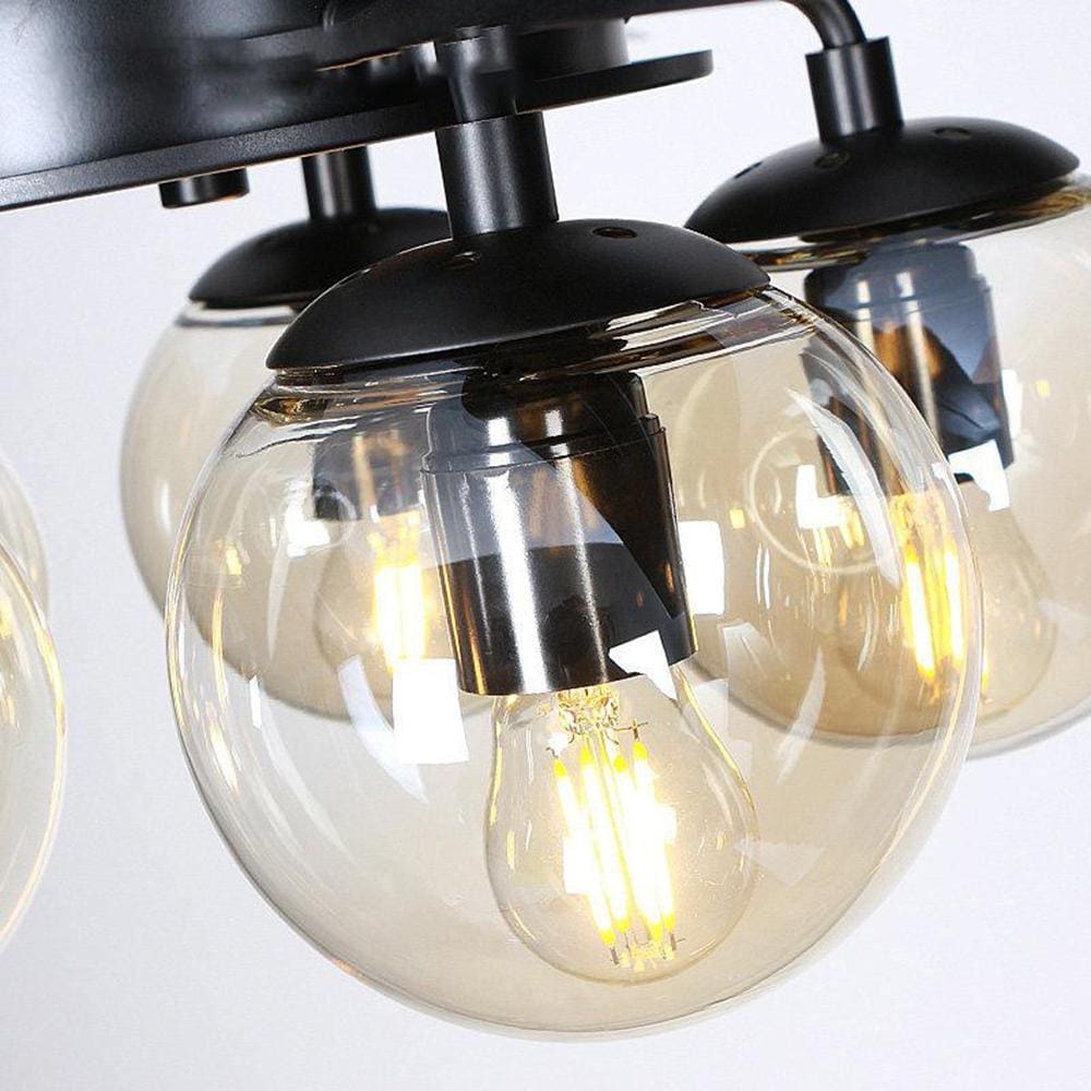 Black Vintage Ceiling Fan with Glass Ball Lights