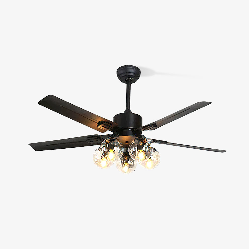 Black Vintage Ceiling Fan with Glass Ball Lights