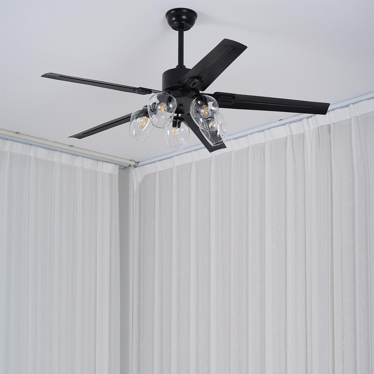 Black Vintage Ceiling Fan with Glass Ball Lights