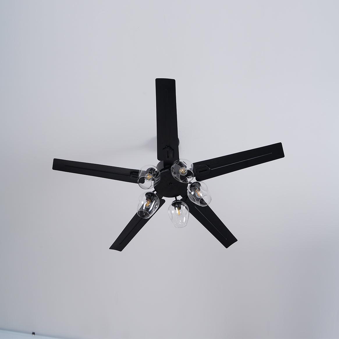 Black Vintage Ceiling Fan with Glass Ball Lights