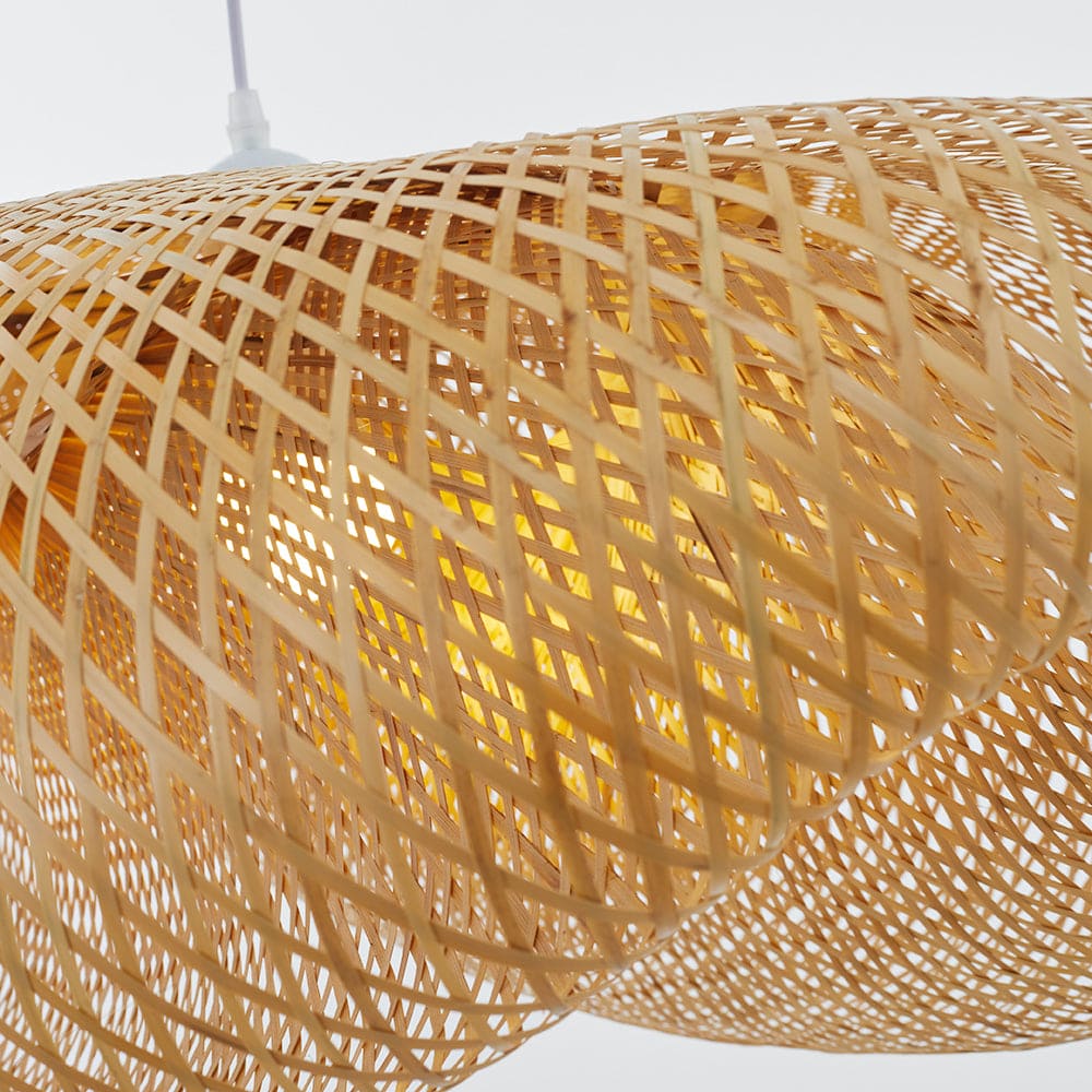 Boho Bamboo Pendant Light – Handwoven Rattan Design