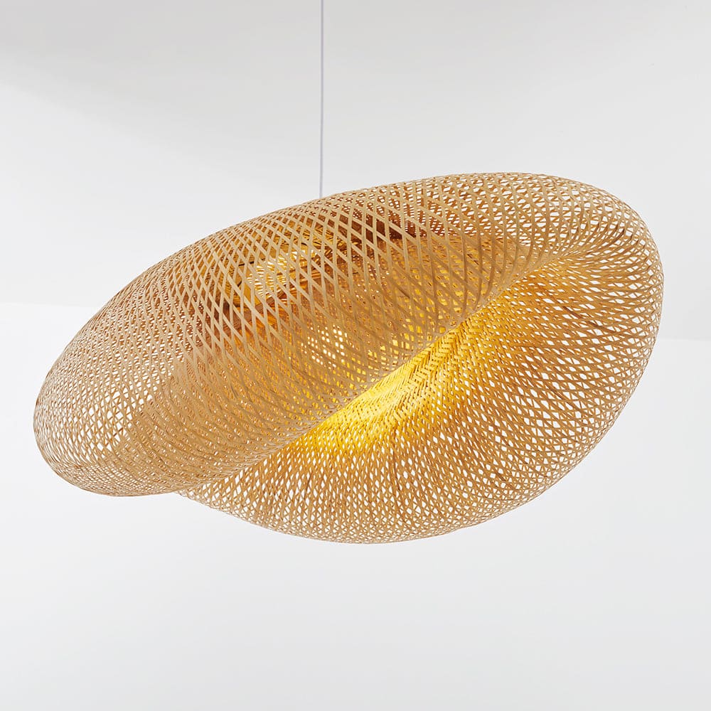 Boho Bamboo Pendant Light – Handwoven Rattan Design