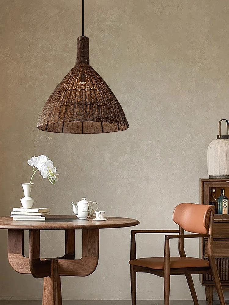 Boho Chic Rattan Cone Pendant Lamp