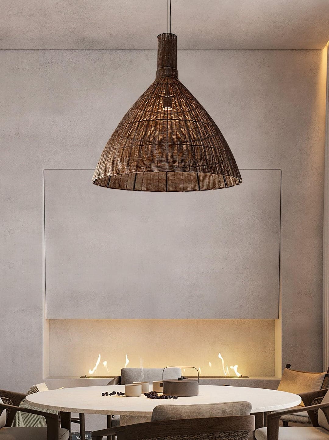 Boho Chic Rattan Cone Pendant Lamp