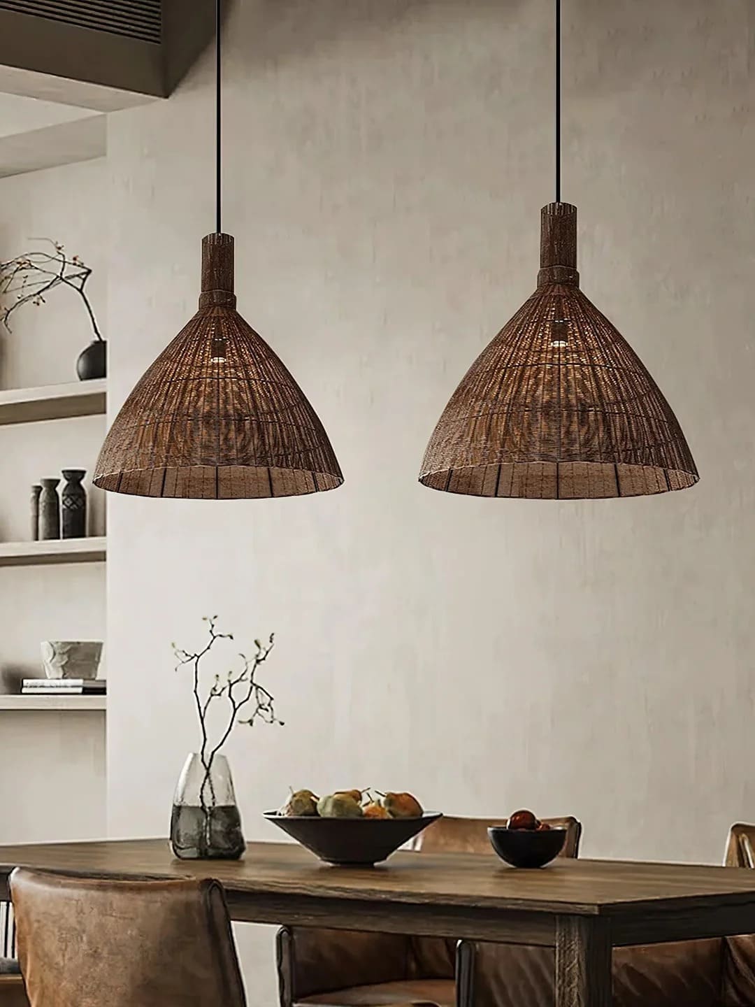 Boho Chic Rattan Cone Pendant Lamp