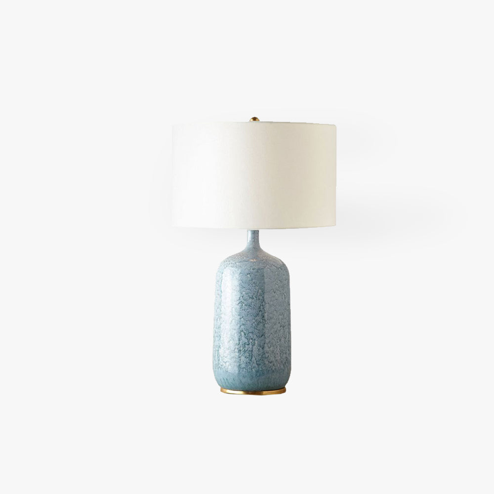 Ceramic Table Lamp – Modern Blue Drum Shade