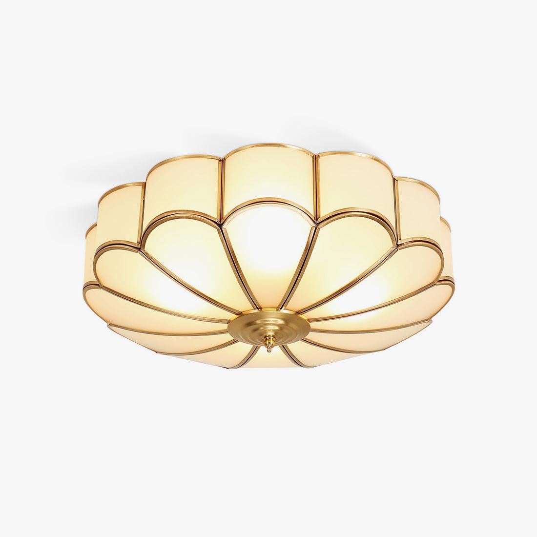 Classic Flower Ceiling Light – Frosted Glass & Brass Finish