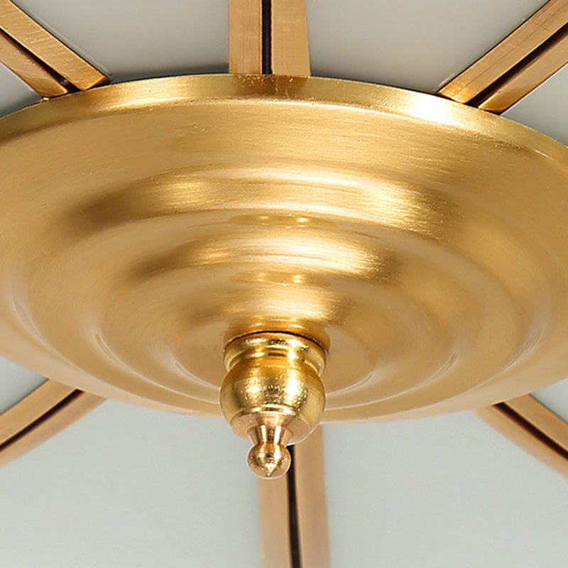 Classic Flower Ceiling Light – Frosted Glass & Brass Finish