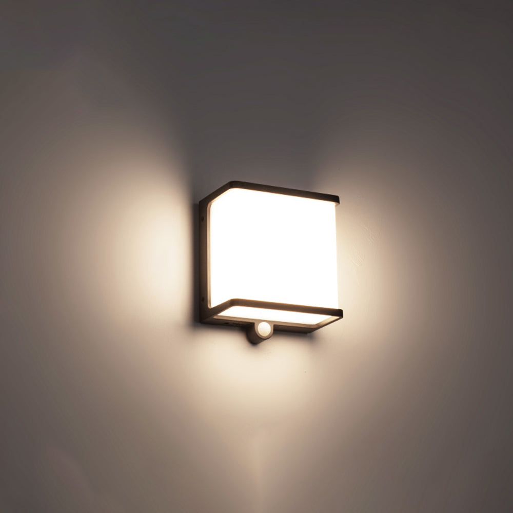 Contemporary Outdoor LED Wall Light – Black, Sensor or Steady, Multiple Sizes