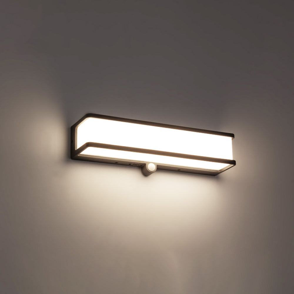 Contemporary Outdoor LED Wall Light – Black, Sensor or Steady, Multiple Sizes