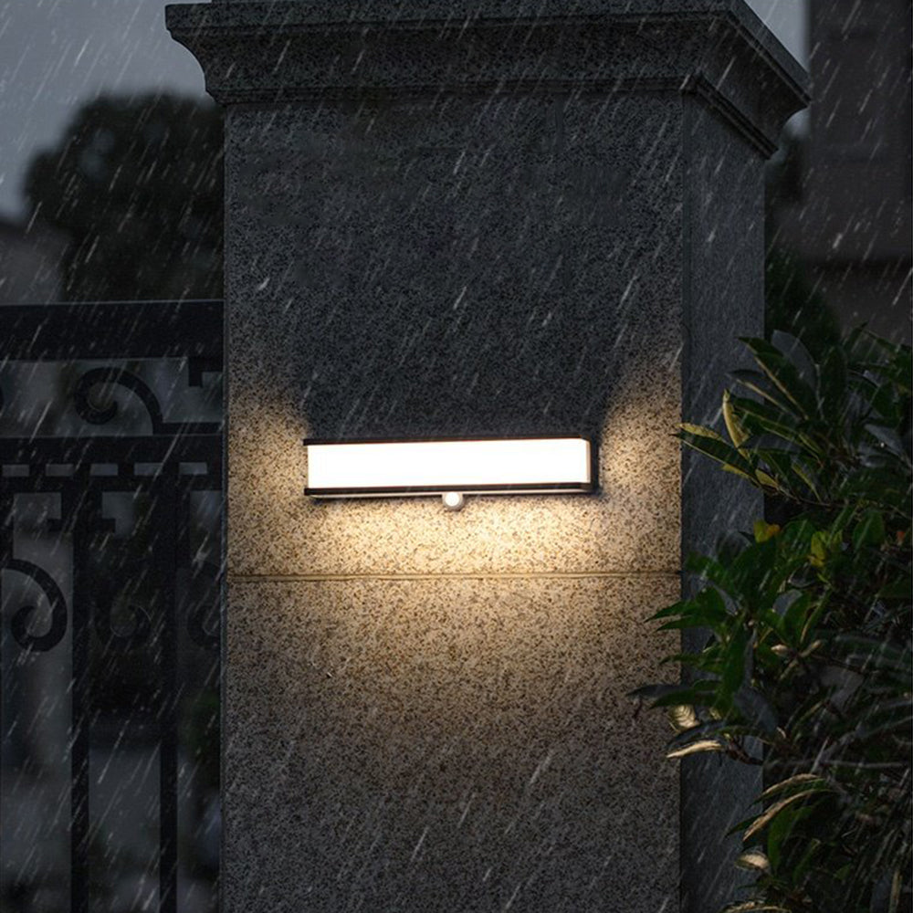 Contemporary Outdoor LED Wall Light – Black, Sensor or Steady, Multiple Sizes