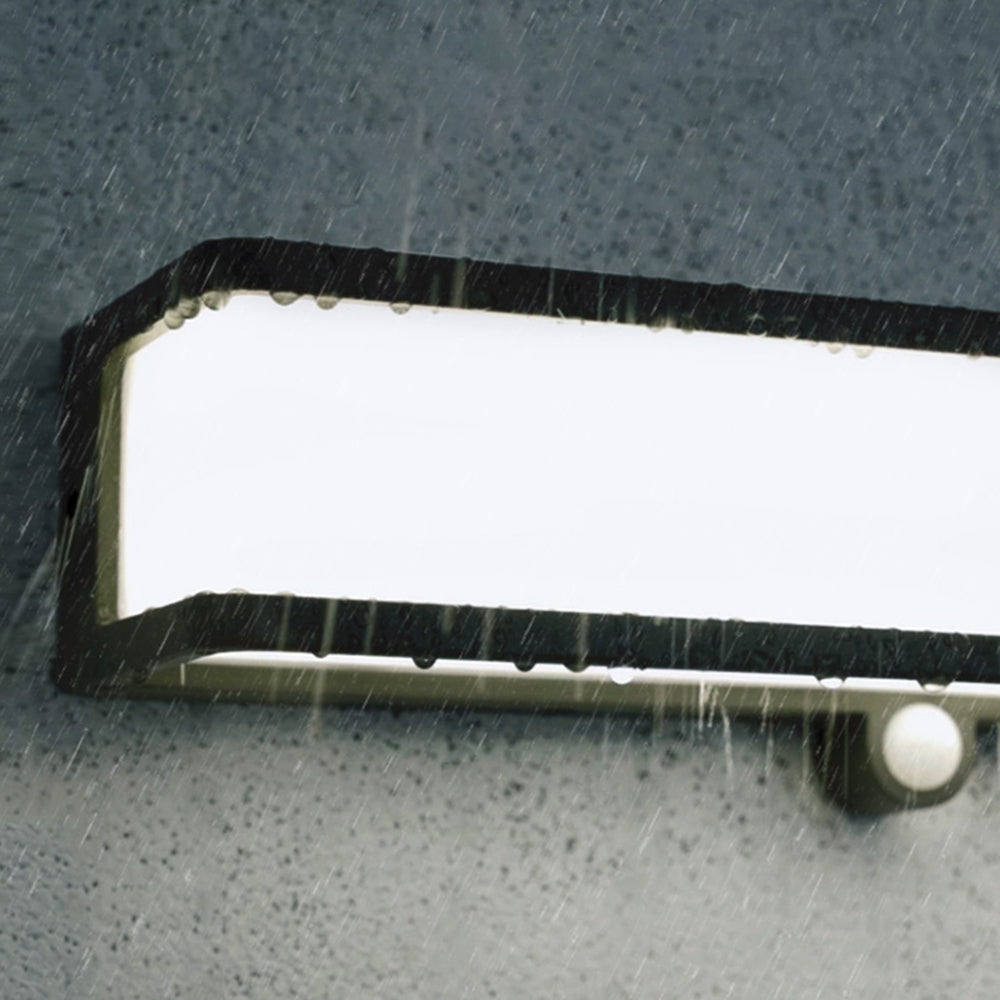 Contemporary Outdoor LED Wall Light – Black, Sensor or Steady, Multiple Sizes