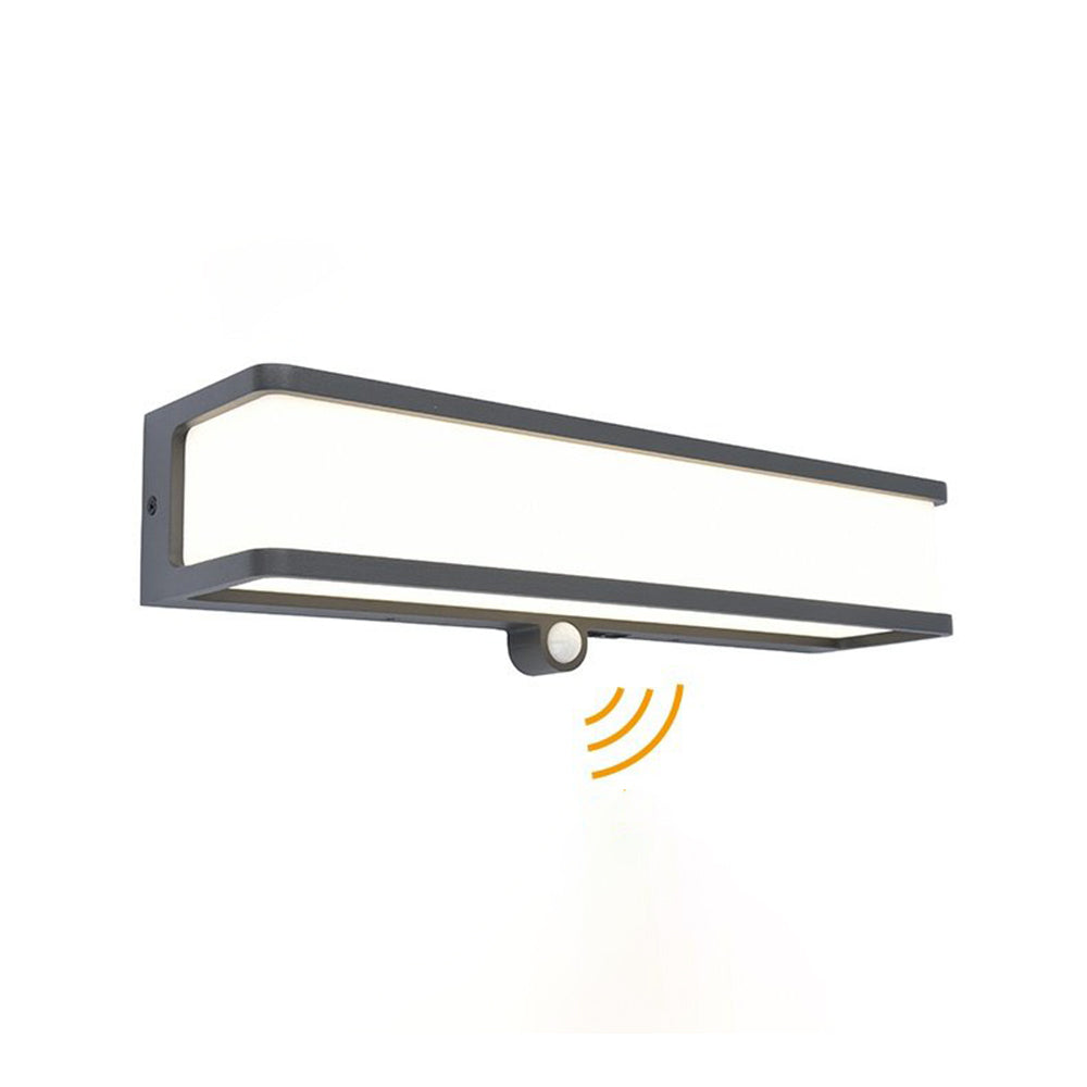 Contemporary Outdoor LED Wall Light – Black, Sensor or Steady, Multiple Sizes