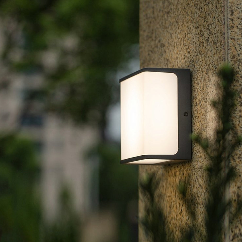 Contemporary Outdoor LED Wall Light – Black, Sensor or Steady, Multiple Sizes