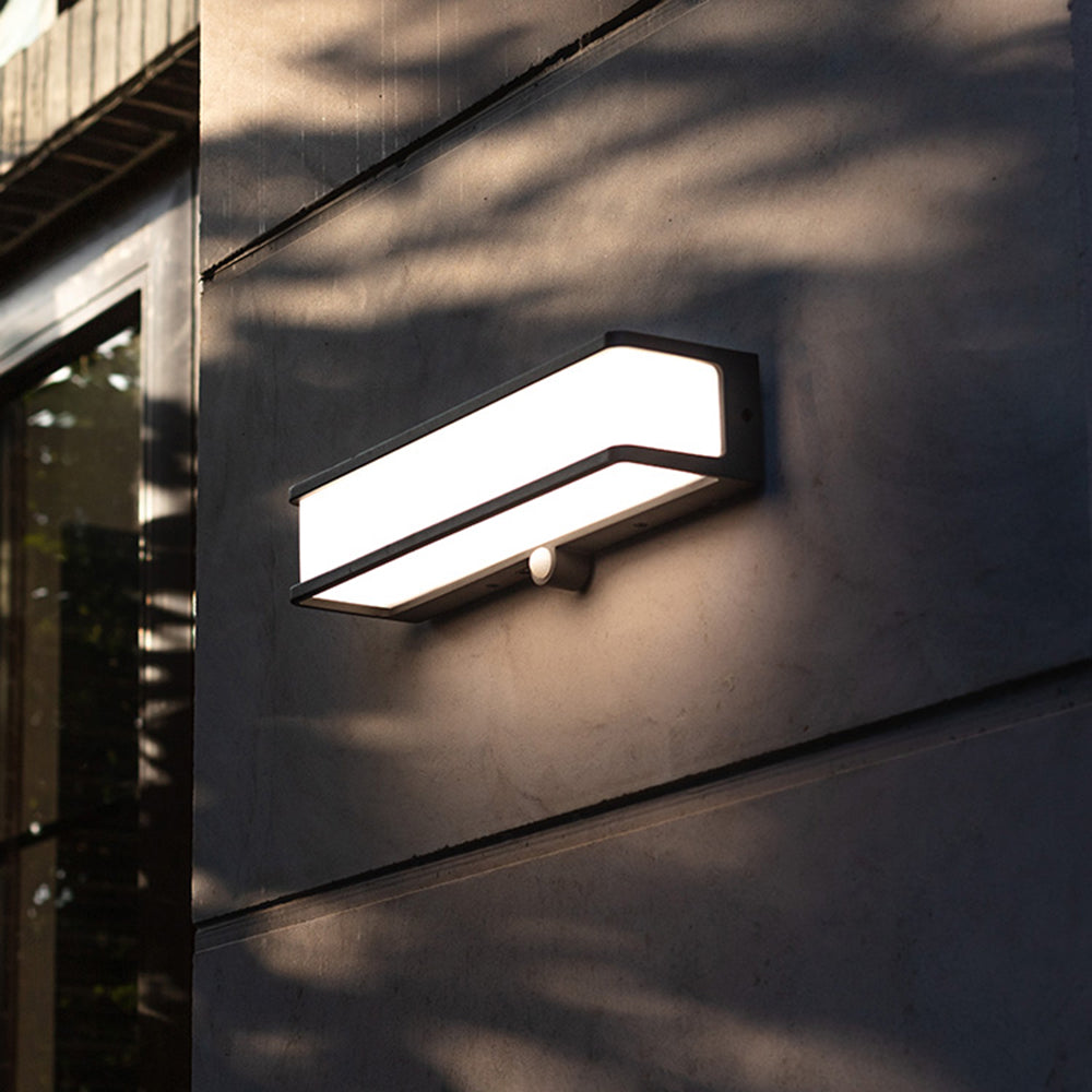 Contemporary Outdoor LED Wall Light – Black, Sensor or Steady, Multiple Sizes