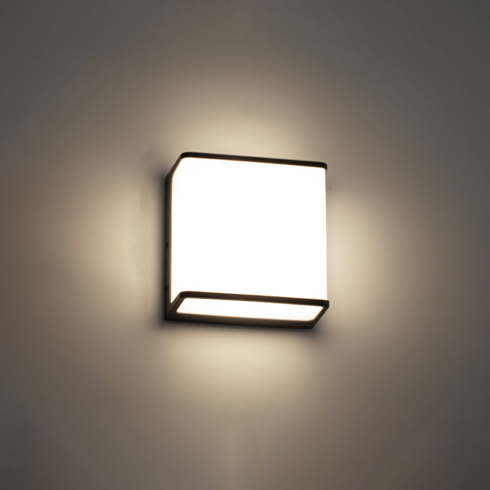 Contemporary Outdoor LED Wall Light – Black, Sensor or Steady, Multiple Sizes