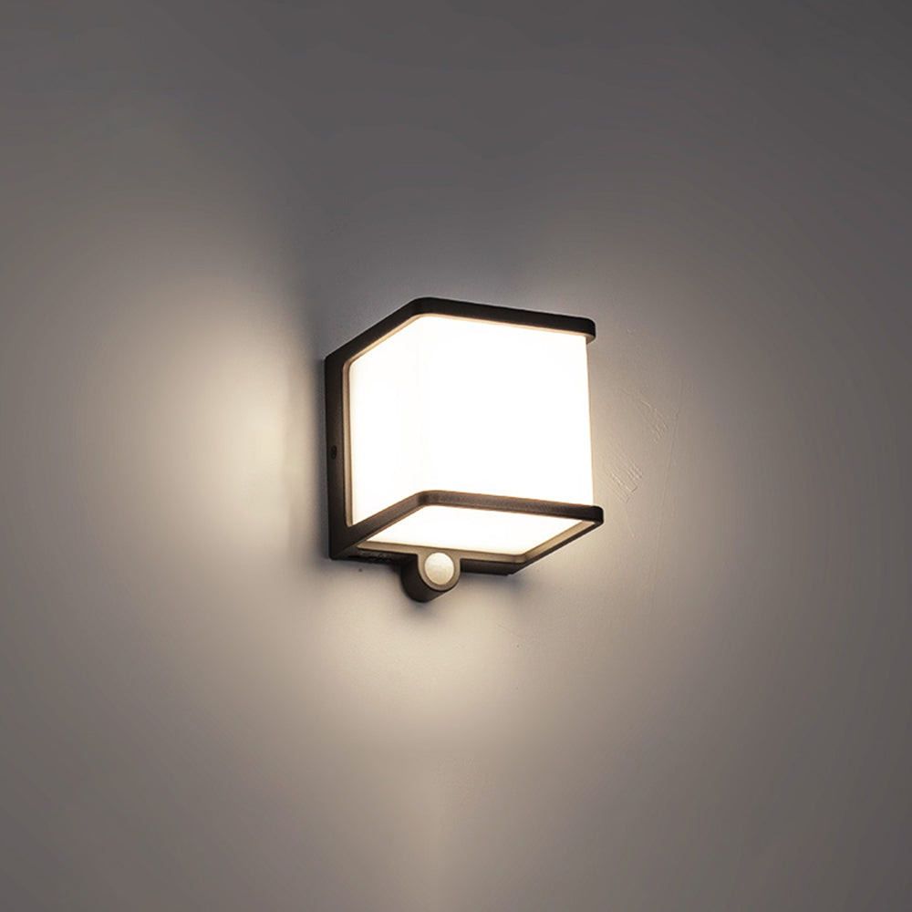 Contemporary Outdoor LED Wall Light – Black, Sensor or Steady, Multiple Sizes
